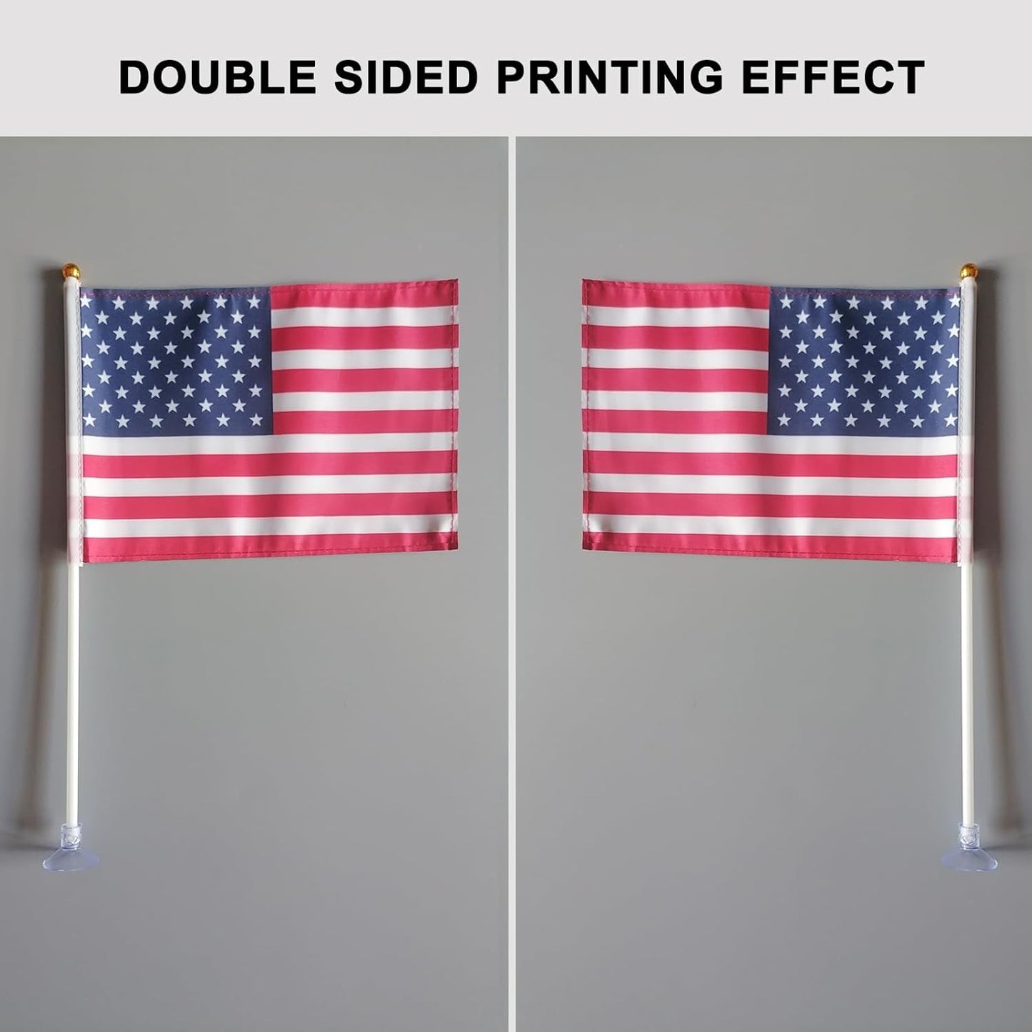 American Mini Flags with Suction Cup Handheld US Small Flags for Office Store Party Gardens Yards (double sided (set of 10))