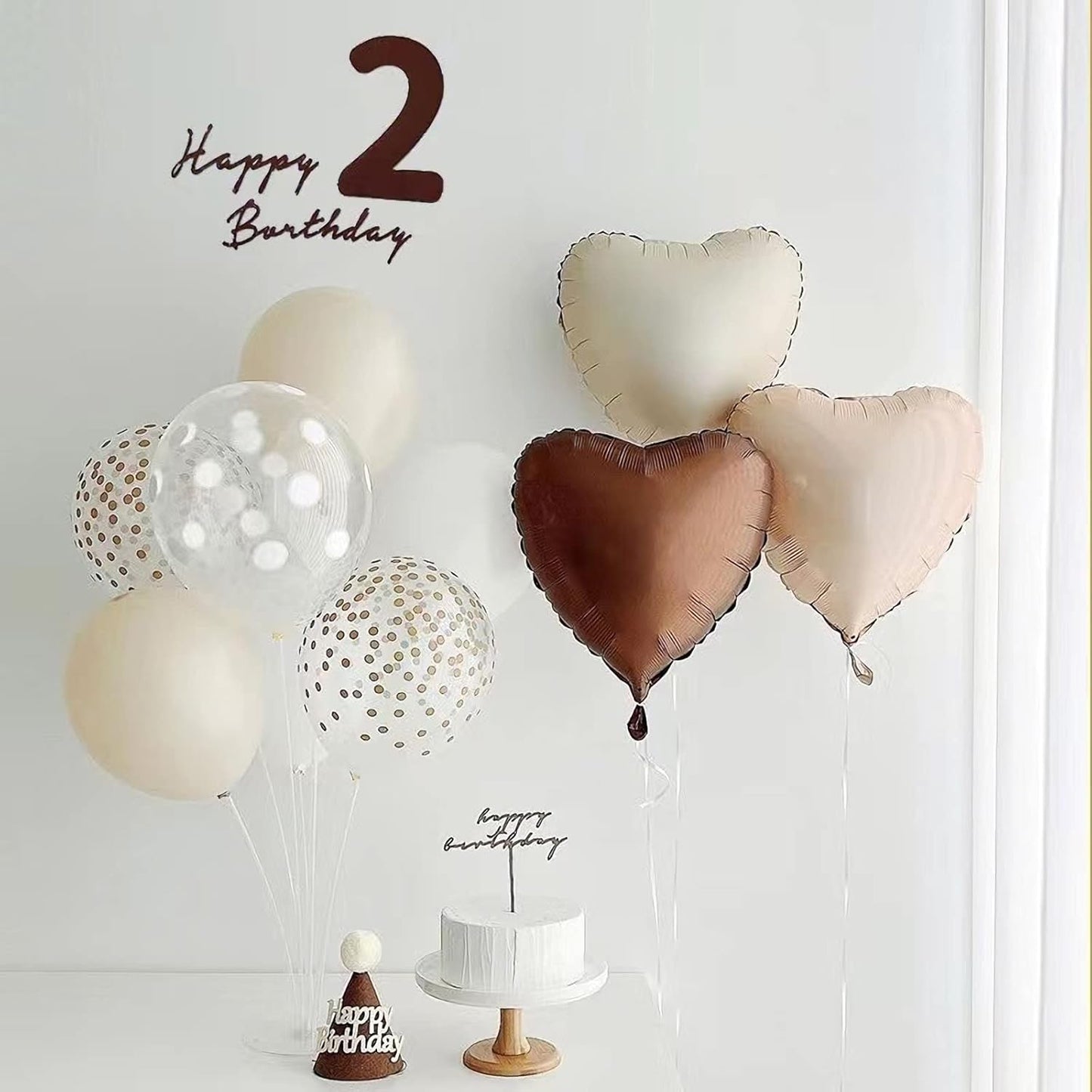 10Pcs Coffee Foil Heart Shaped Balloons 18 Inch Brown for Baby Shower, Wedding, Valentine Decorations - Love Party Decorations