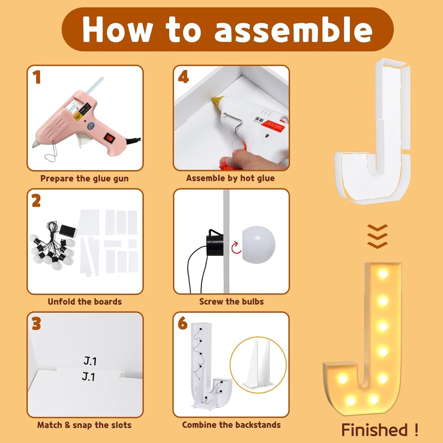 imprsv Marquee Light Up Letters, 3FT Mosaic Letters with Light for Baby Shower Graduation Party Decor, Large J for Engagement Wedding Party Decorations (Need to Assemble)