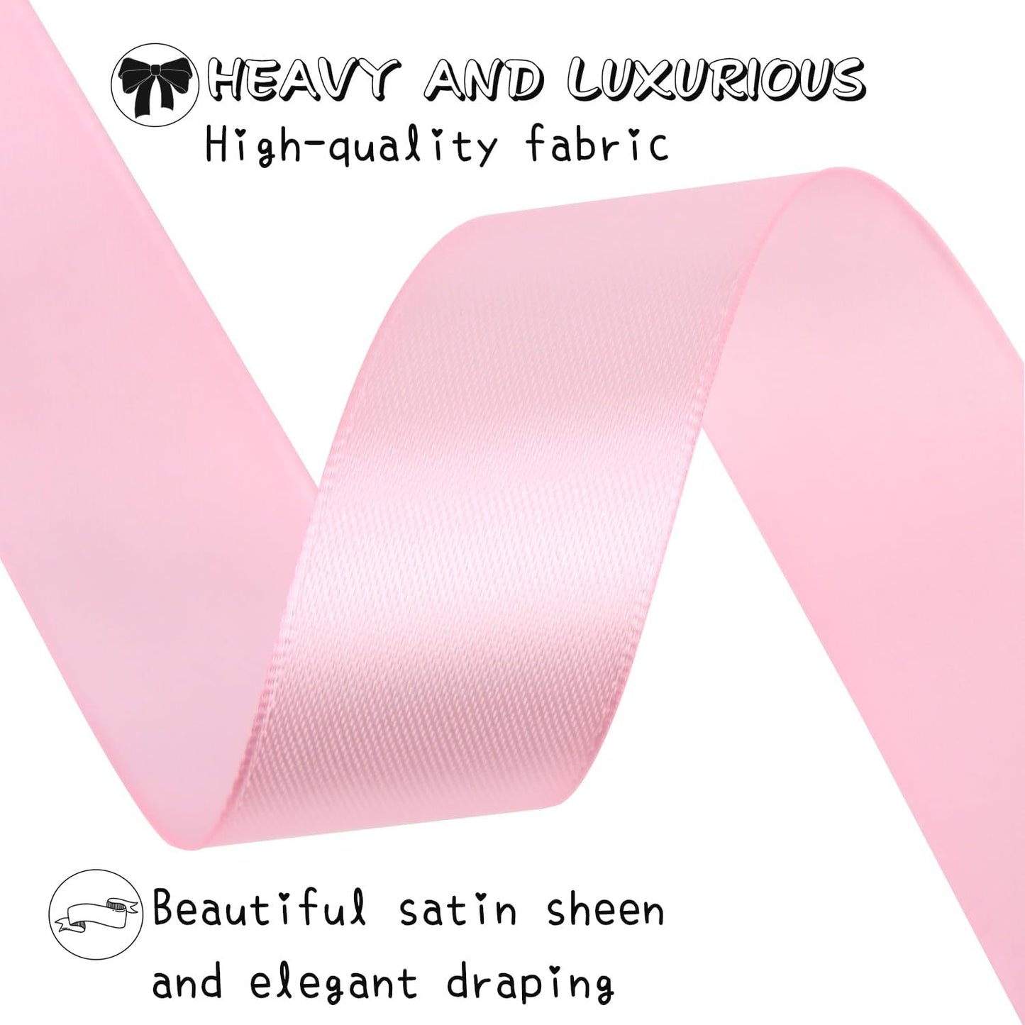 Pink Solid Satin Ribbon 1 Inch 25 Yards Solid Polyester Fabric Ribbon for Gift Wrapping Wedding Christmas Baby Shower Birthday Party Decoration Handmade Immortal Flower Craft