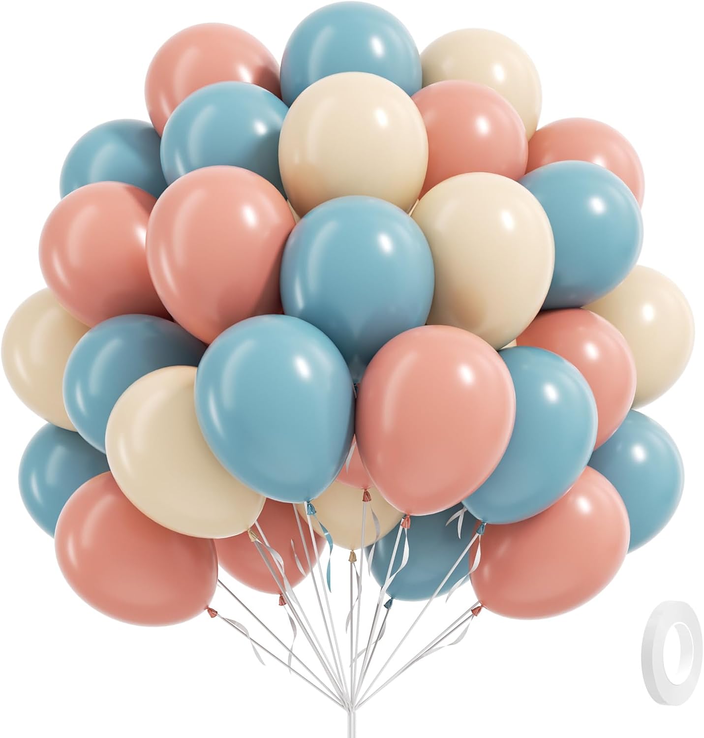 60pcs Gender Reveal Balloons, Dusty Pink Dusty Blue Sand White Balloons for Birthday Baby Shower Gender Reveal Party Decorations