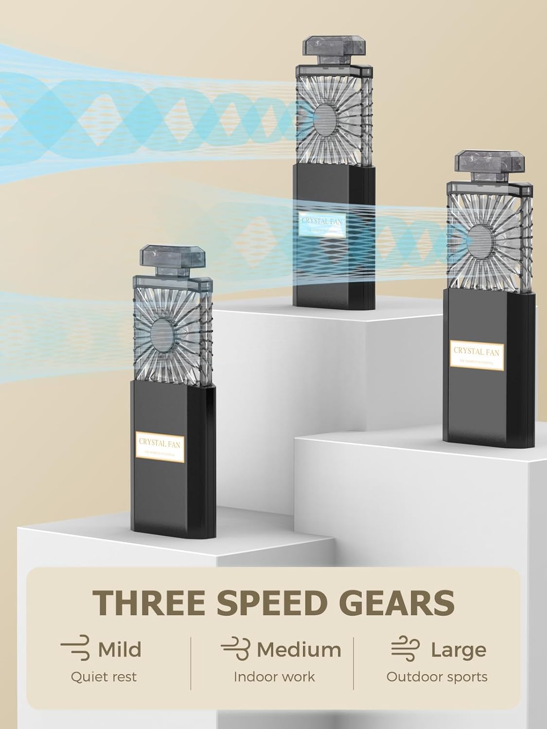 Lady Handheld Fan, Rechargeable Small Personal Fan with 3 Speeds Setting, Powerful Quiet Pull-out Portable Fan, Mini Cooling Desk Electric Fan Safe for Girls Woman Office School Working Home - Black