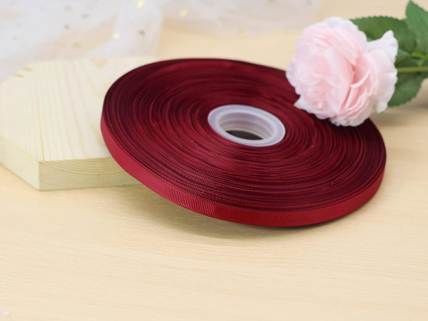 Jesep One Roll 100 Yards 3/8" Soild Grosgrain Ribbon Boutique Gift Wrapping Package Ribbon, DIY Crafts Bow Hair Headband Accessories Assorted Ribbon#790 (3/8" 10mm, Maroon)