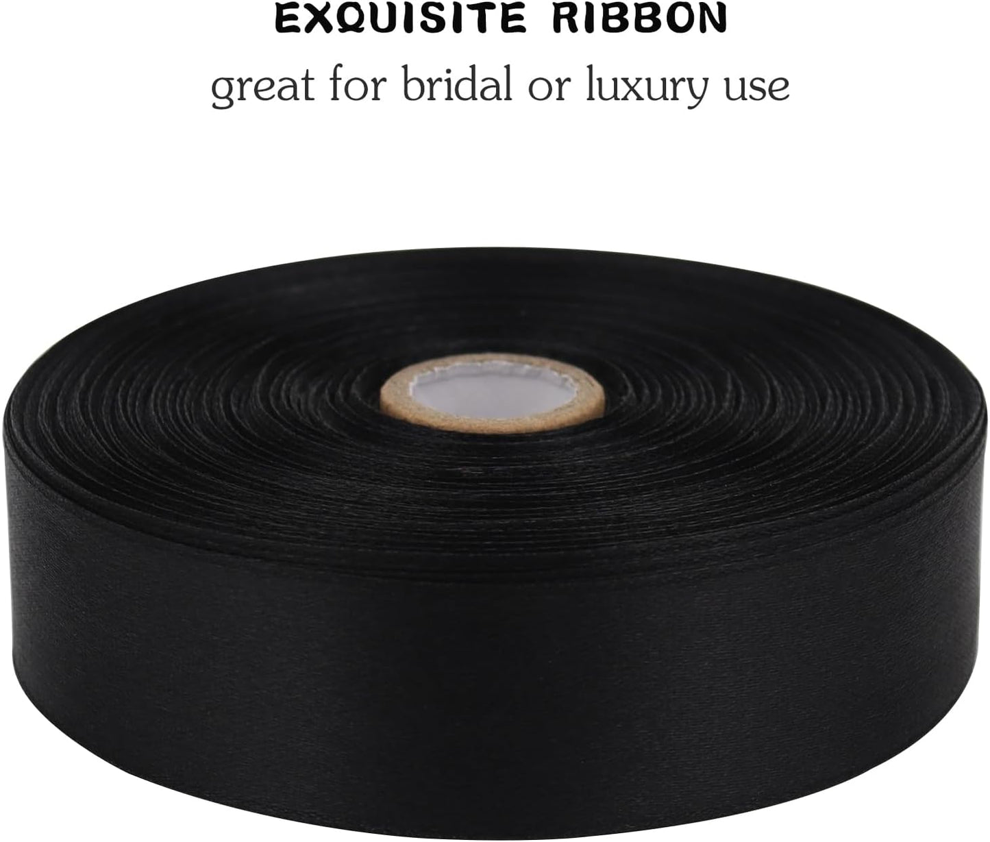 Black Solid Satin Ribbon 1 Inch 50 Yards Solid Polyester Fabric Ribbon for Gift Wrapping Wedding Christmas Baby Shower Birthday Party Decoration Handmade Immortal Flower Craft