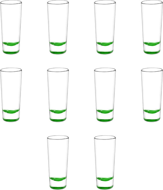 DISCOUNT PROMOS Cordial Shooter Shot Glasses 2 oz. Set of 10, Bulk Pack - Great for Birthdays, Parties, Indoor & Outdoor Events - Green