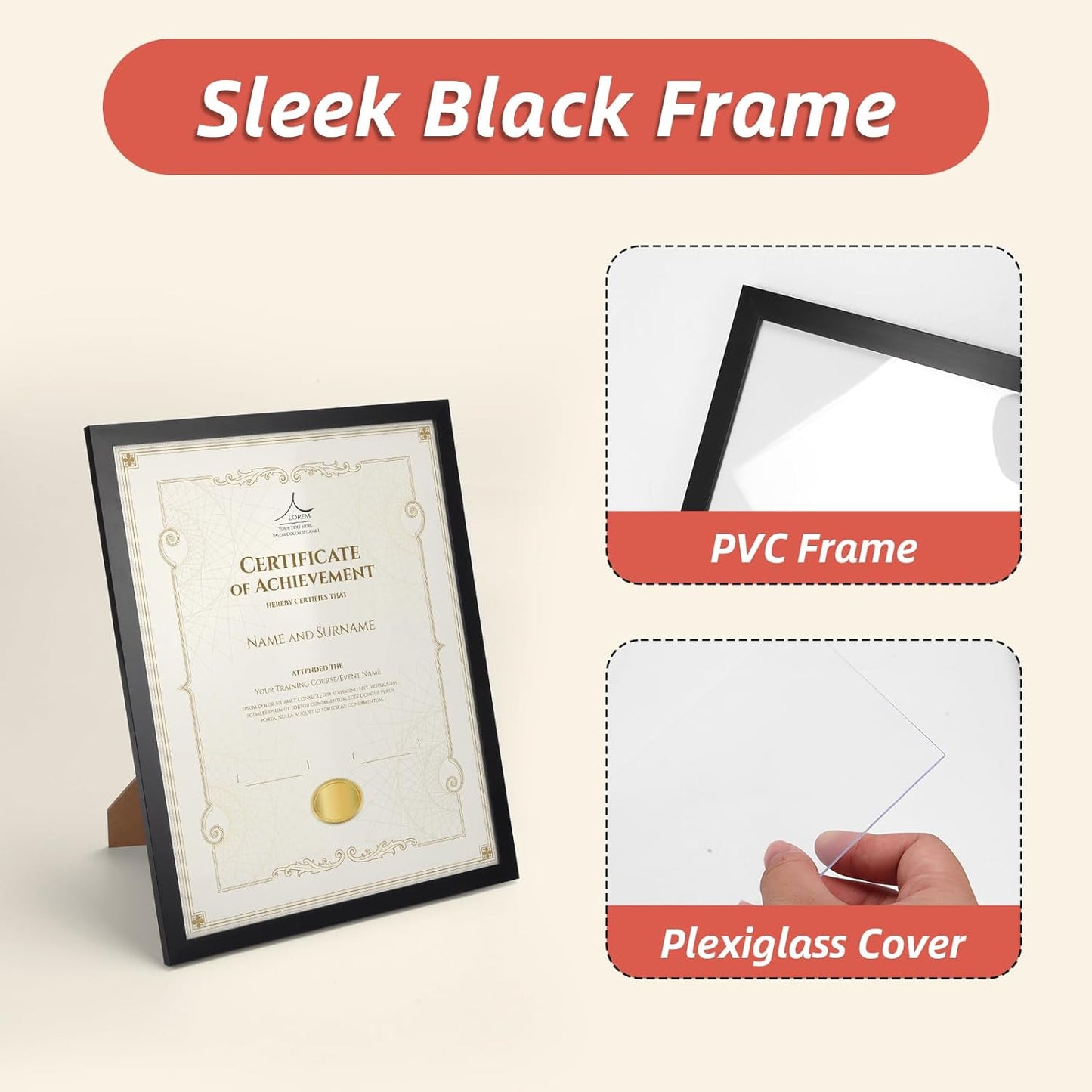 Rempry 8.5 x 11 Picture Frame Set of 16, Certificate Frames 8.5 by 11, Black Photo Frame for Diploma Document, Tabletop and Wall Display
