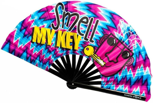 Kandies World Custom Festival Folding Hand Fan - Unique Designs, Made of Bamboo, Clacking Sound, Lightweight - Perfect Rave and Festival Accessory!