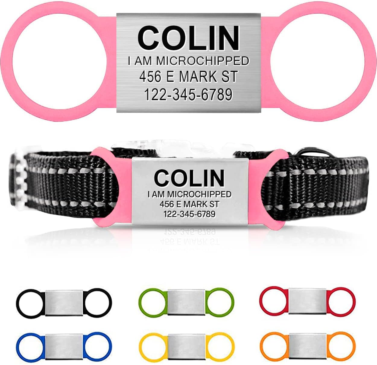 Personalized Dog Name Tag - No Noise - Engraved & Slide On - Custom Collar Tags for Small, Medium, Large Dogs & Cats