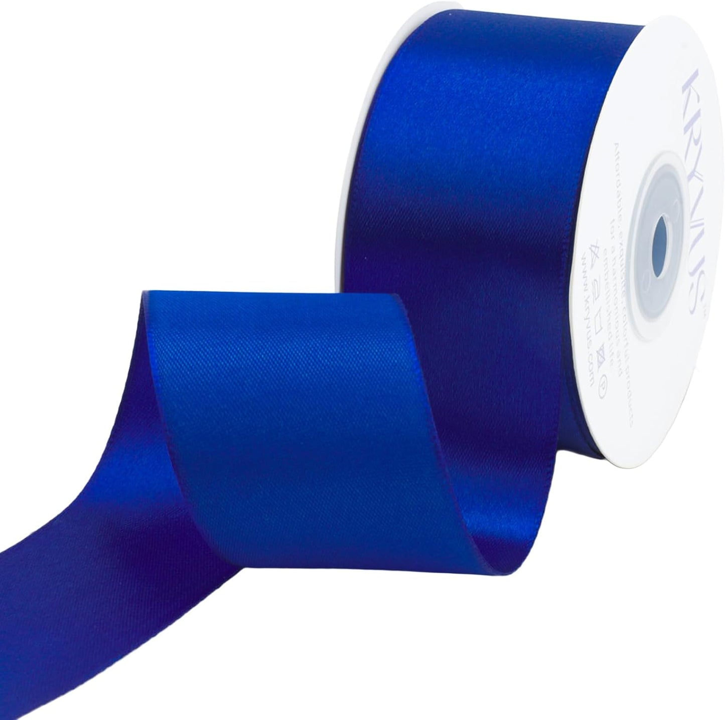 Dark Royal Blue Satin Ribbon 1-1/2 inch X Continuous 25 Yards, Single Face Polyester Ribbon Perfect for Gift Wrapping, Flower Bouquet, Wedding Decor, Crafts, Bow Making, Sewing and More