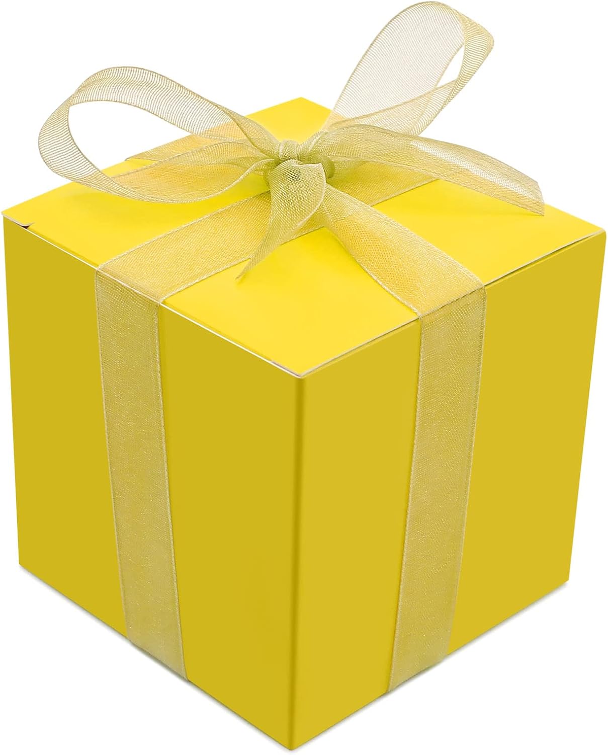 Oletx 25 Pcs Yellow Paper Gift Boxes, Small Candy Treat Boxes Bulk, 3x3x3 inch Gift Box with Lids for Party Favors, Birthday Gifts, Wedding Gifts