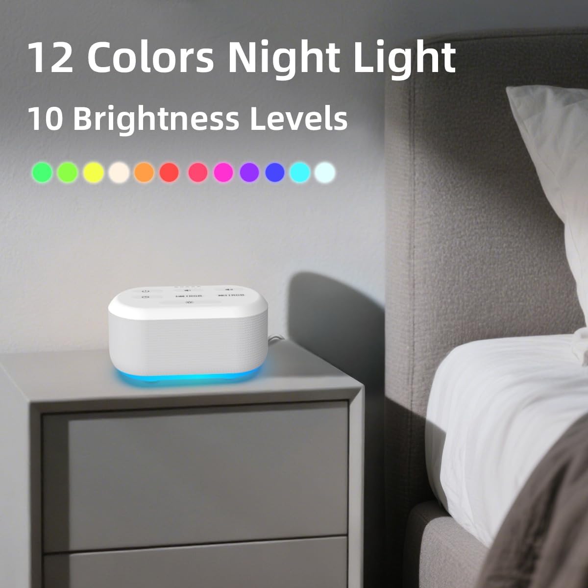 White Noise Machine Sound Machine 30 Soothing Sounds Brown Noise Machine with 12 Night Light Colors Sleep Sound Machine for Adults Baby Kids Noise Canceling for Office Home Privacy Auto-Off Timer