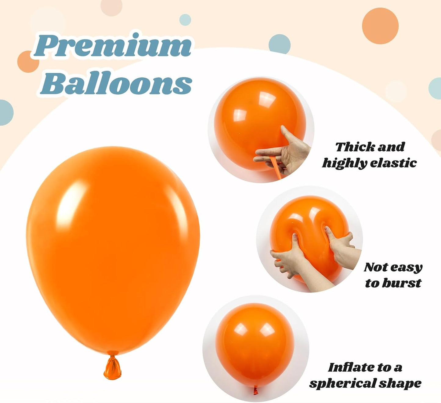 60pcs 12inch Blue and Orange Balloons, Dusty Blue Orange Sand White Nude Balloons with Ribbon for Baby Shower Birthday Party Decorations