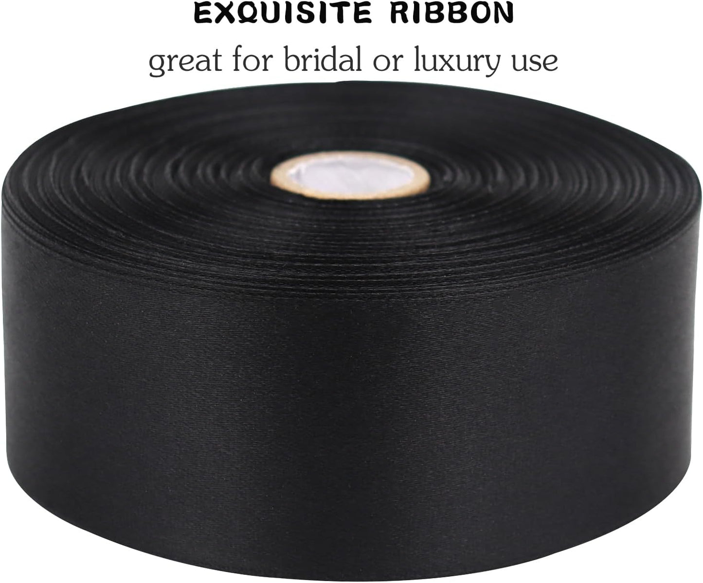 Black Solid Satin Ribbon 1-1/2 Inch 50 Yards Solid Polyester Fabric Ribbon for Gift Wrapping Wedding Christmas Baby Shower Birthday Party Decoration Handmade Immortal Flower Craft