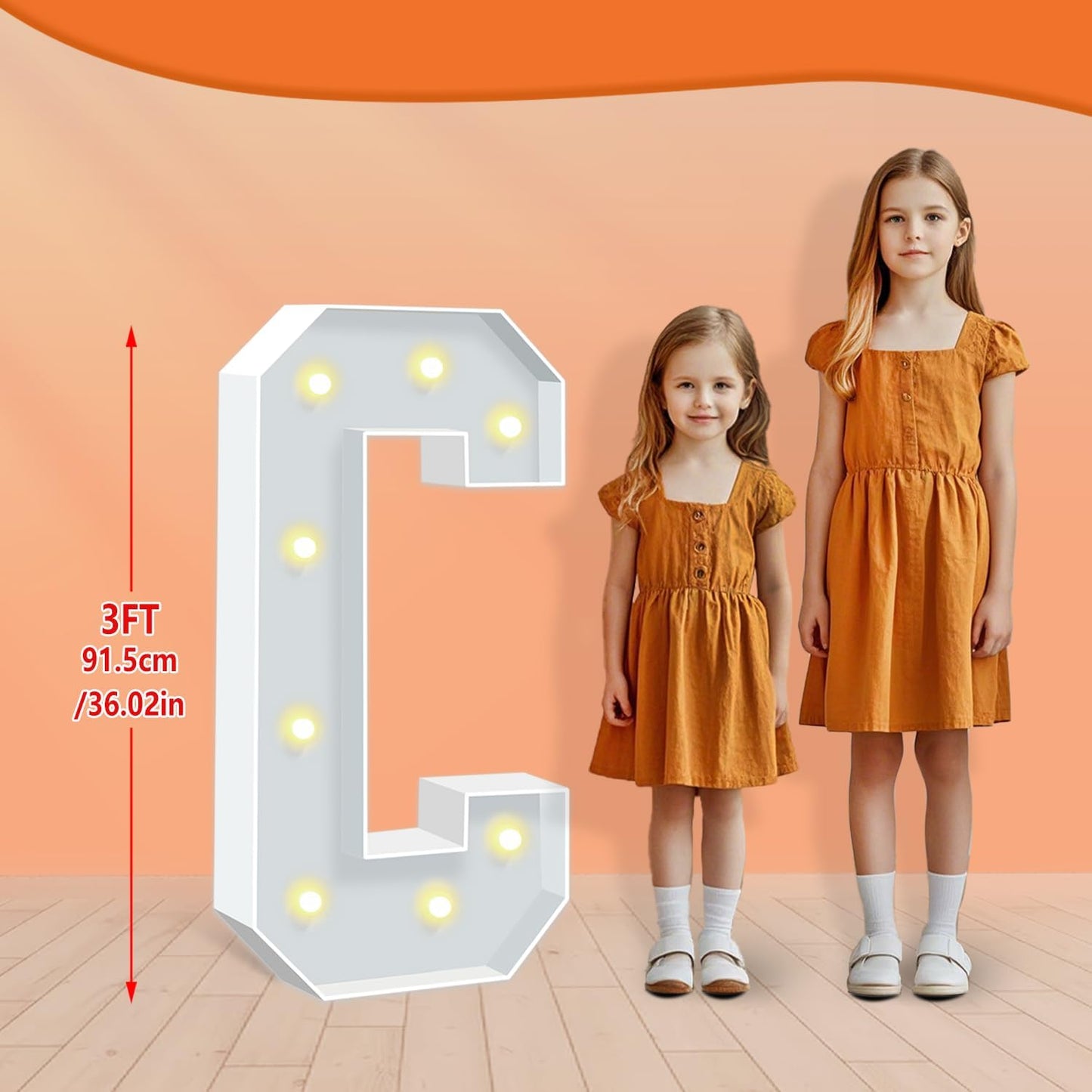 3FT Light Up Letters C, 36 inch Tall Marquee Letters, DIY Marquee Light Up Letter for Birthday Party Backdrop Displays, Mosaic Letter Sign for Balloons Party, Anniversary, Christmas