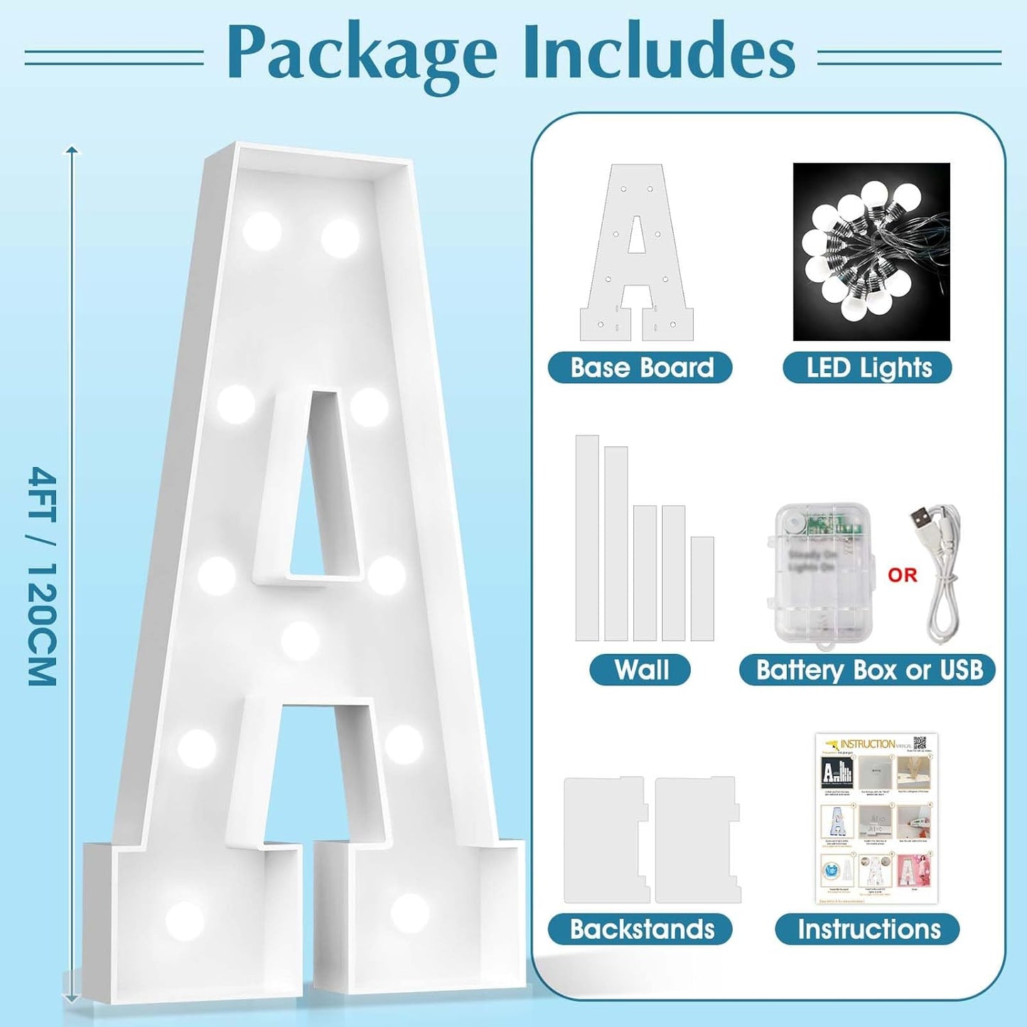 Ledido 4FT Marquee Light Up Letters, Cool White Light Up Letters Large Marquee Letter for Party Decorations, Mosaic Letter Z for Balloons, Wedding Birthday Graduation Decor