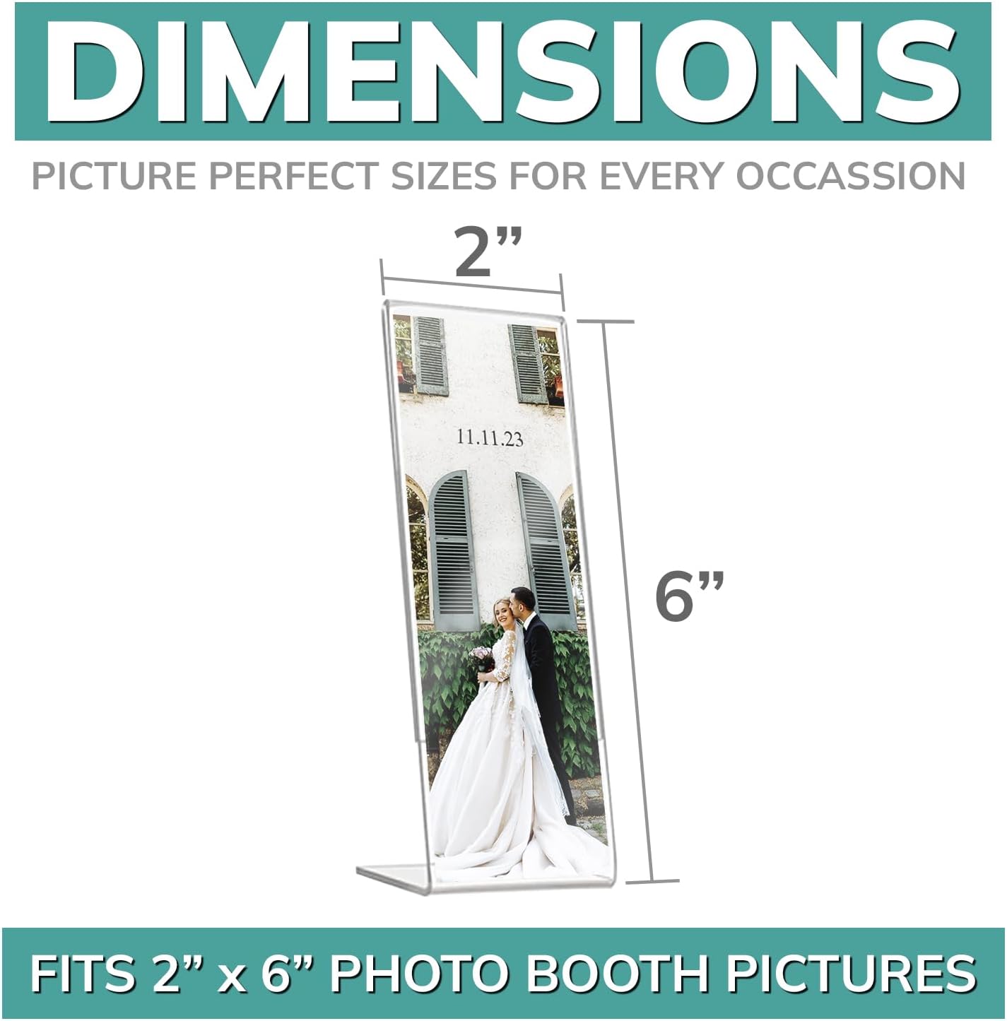 pbf PHOTO BOOTH FRAMES 2x6 Acrylic Sign Holder | 2 x 6 Vertical Stand Up Slanted Sign Holder | Acrylic Stands for Display | Clear Picture Frame, Menu Table Top Stand, Plastic Flyer Holder (100-Pack)