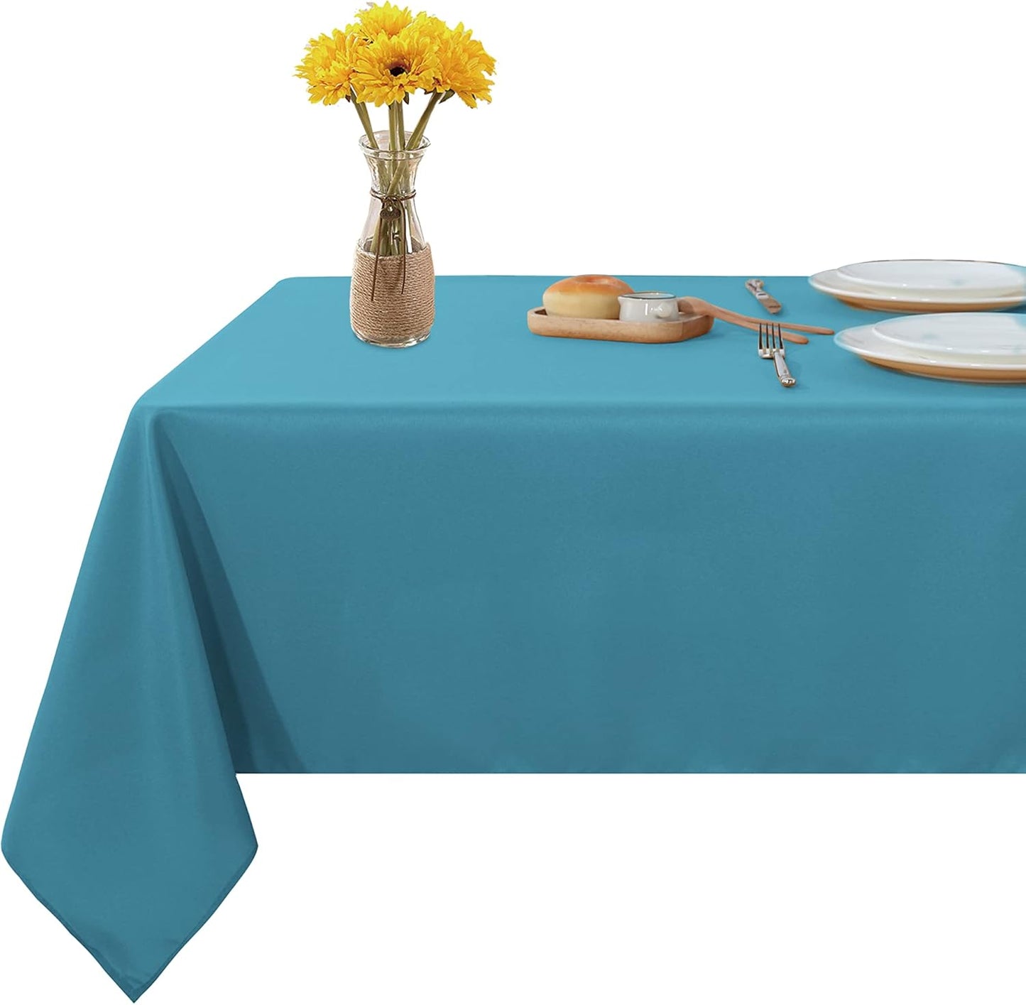 Fitable Square Tablecloth 60x60 inch Tablecloth Stain and Wrinkle Resistant Washable Polyester Table Cloth for Buffet Parties and Camping, Teal