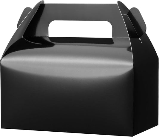 UnicoPak 30 Pack Black Gable Treat Boxes, Party Favor Boxes, Gift Boxes for Kids, for Snacks, Candy, Toys, Birthday Party, Wedding, Halloween, Christmas – 6.5x3.5x3.5 Inches