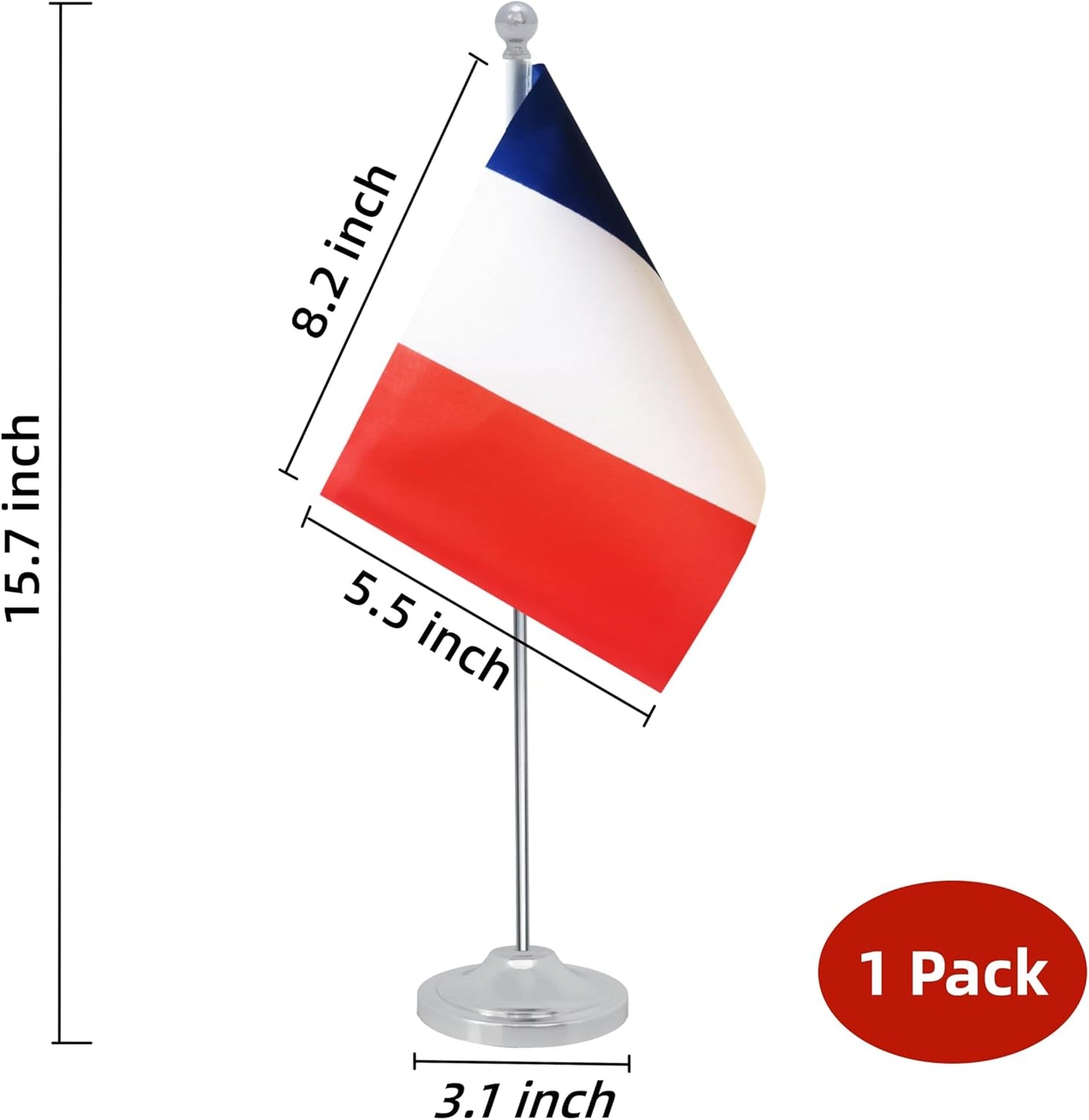 France Desk Flag, French Table Office Flag with Metal Pole and Stand Base, International Country Flags, Festival Event Celebration, Classroom Meeting Desktop Decor (France)