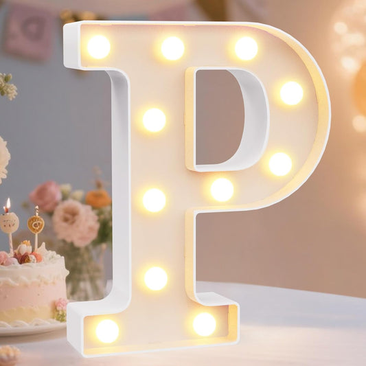 Pooqla LED Marquee Letter Lights Sign, Light Up Alphabet Letter for Home Party Wedding Decoration P