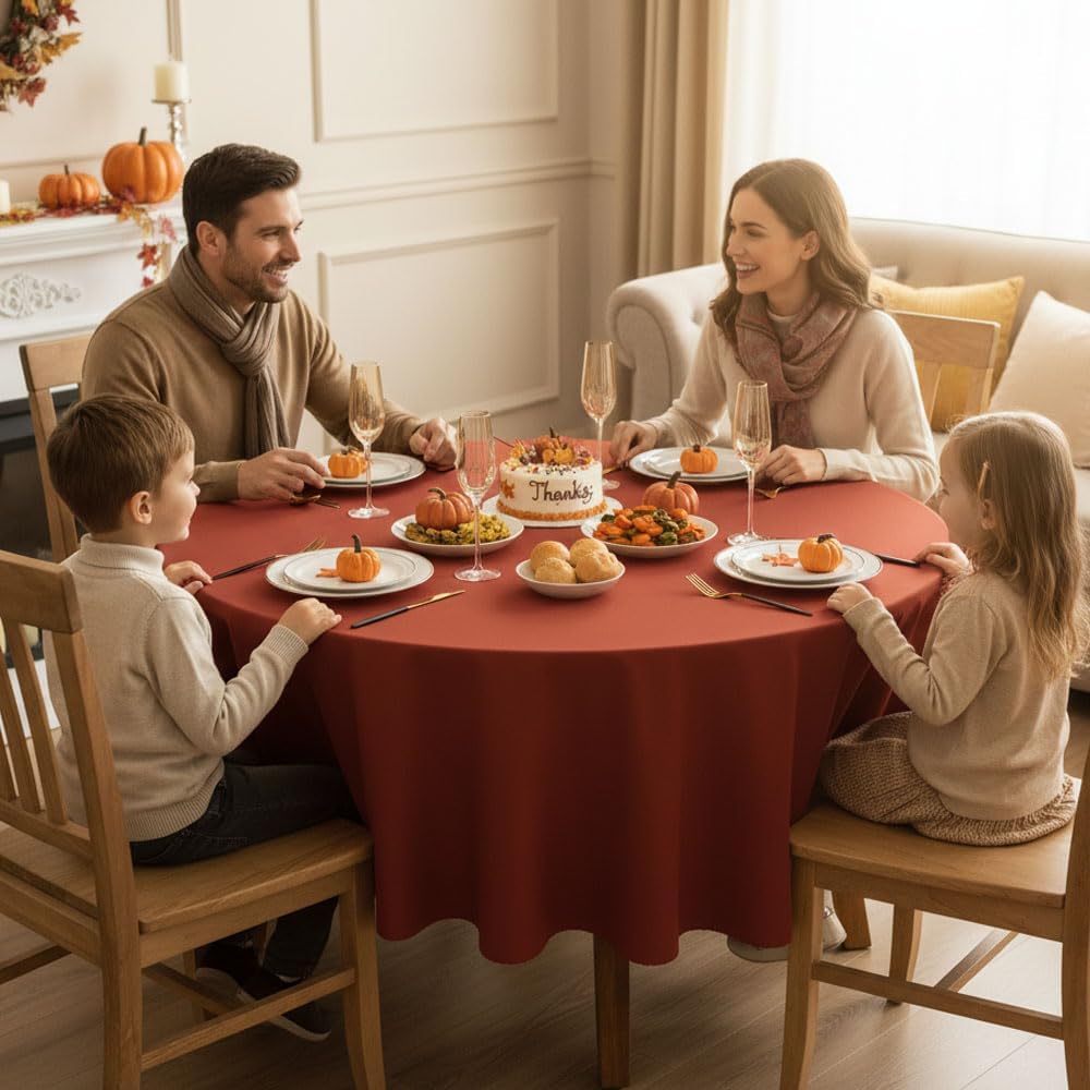 Fitable 6 Pack Rust Round Table Clothes - 70 Inches in Diameter - Stain Resistant and Washable Fall Tablecloths, Polyester Fabric Table Covers for Wedding, Party, Banquet, Gathering