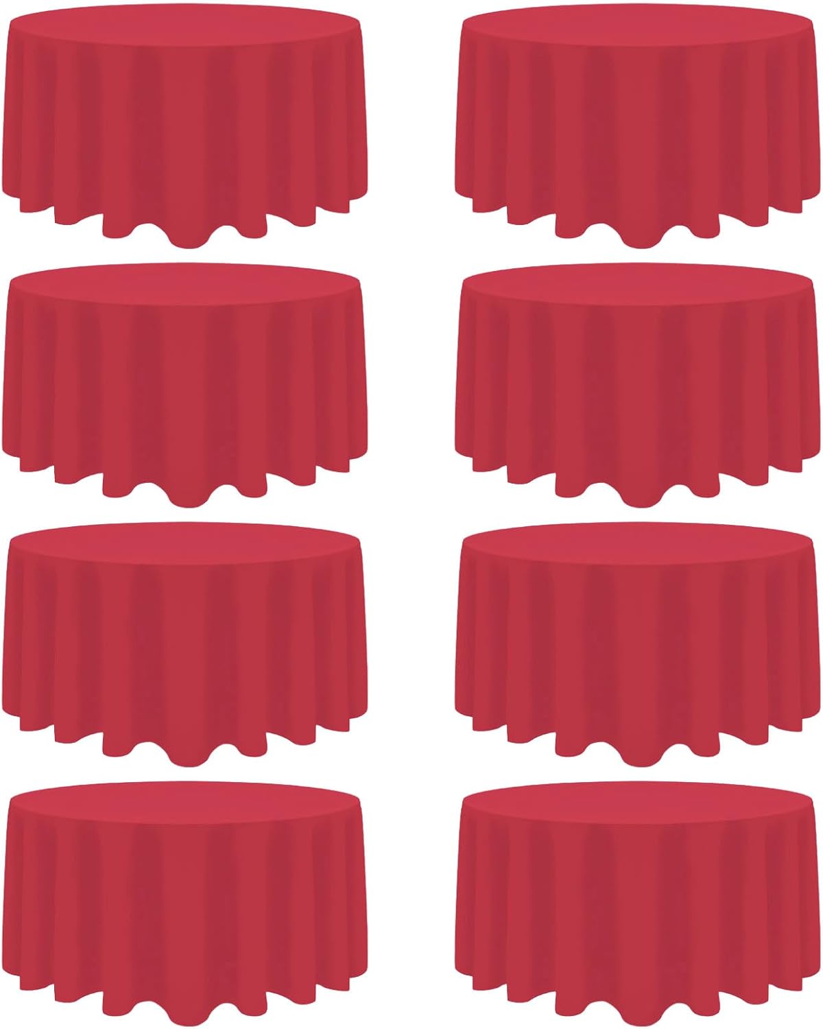 8 Pack Red Round Tablecloth 90 Inch Red Table Cloth Stain and Wrinkle Resistant Reusable and Washable Polyester Fabric Table Covers for Buffet Wedding Party and Banquet