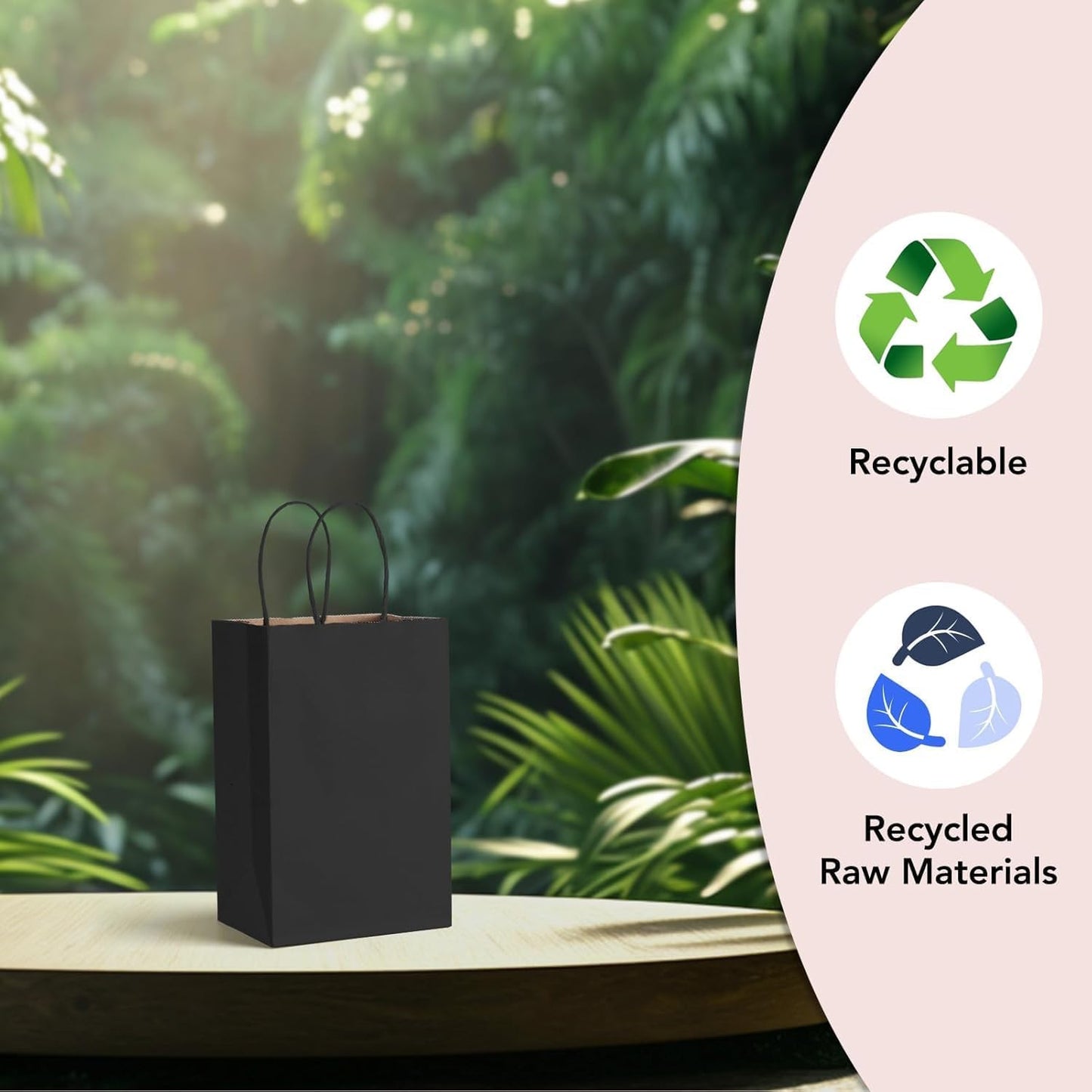 METRONIC Kraft Paper Gift Bags with Handles 5.25x3.75x8 Inch 600 Pcs | Christmas, Birthday Party Favors, Retail Shopping, Small Business Bulk | Black Gift Wrap Bag