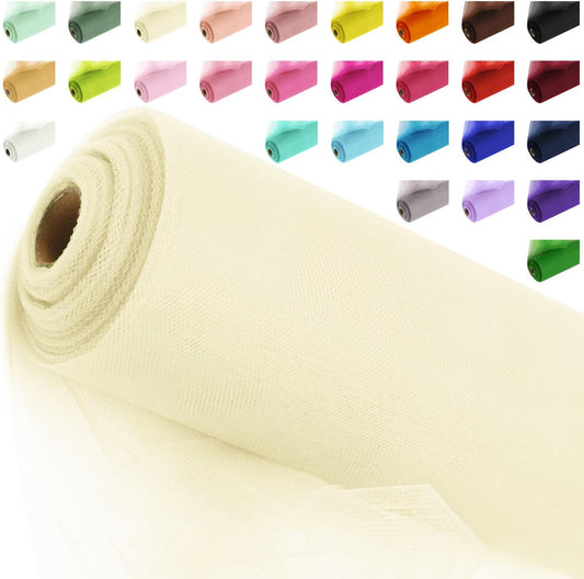 54" by 20 Yards Ivory Tulle Fabric Rolls - Tutu Spool Bolt for DIY Wedding Decoration, Baby Shower Tutu Skirt, Gift Wrapping - Large Matte Tulle, Roll Packaging