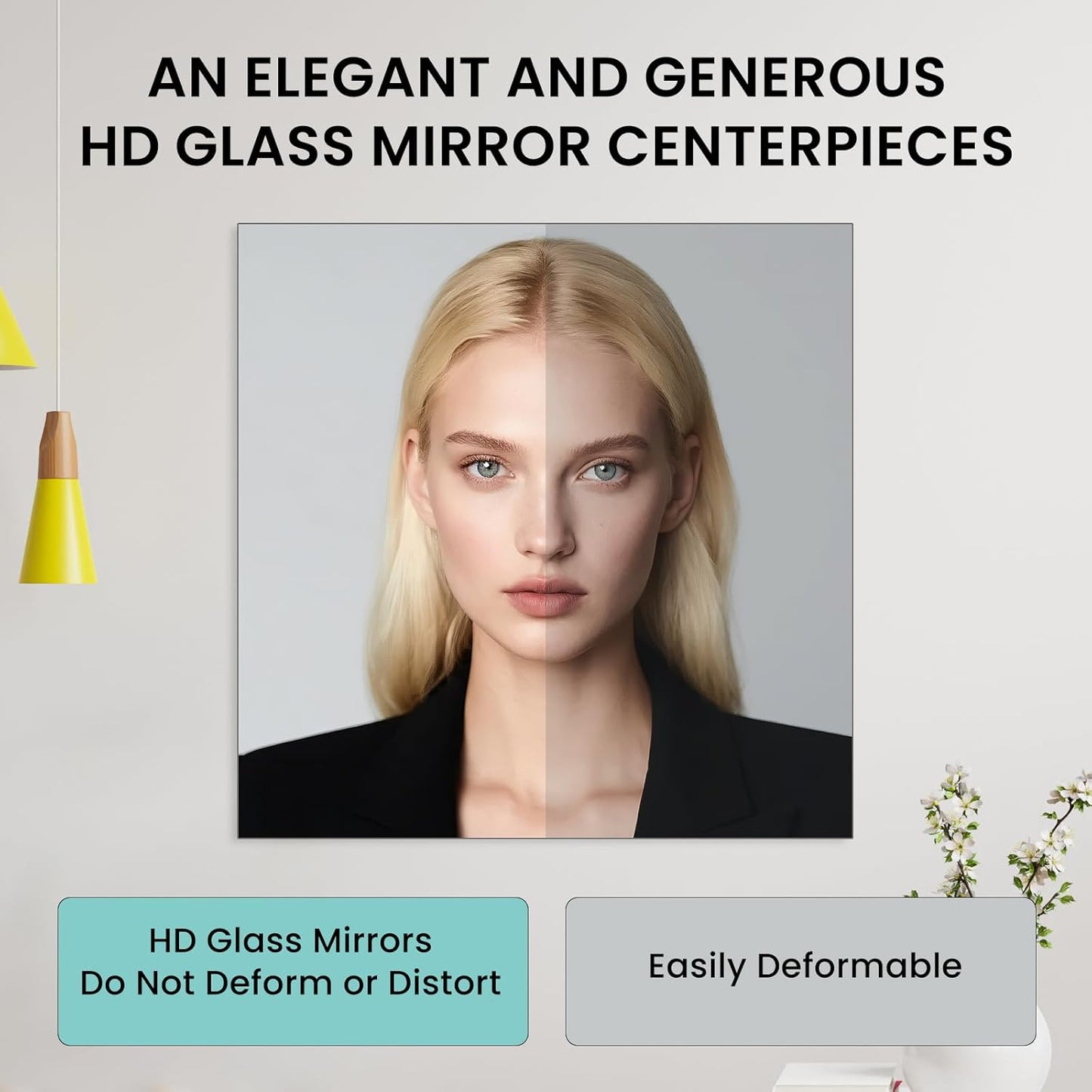 Square Glass Mirror Centerpieces, 12Pcs 12" Mirror Centerpieces for Tables, Glass Trays for Wedding Decorations, Parties, Baby Shower