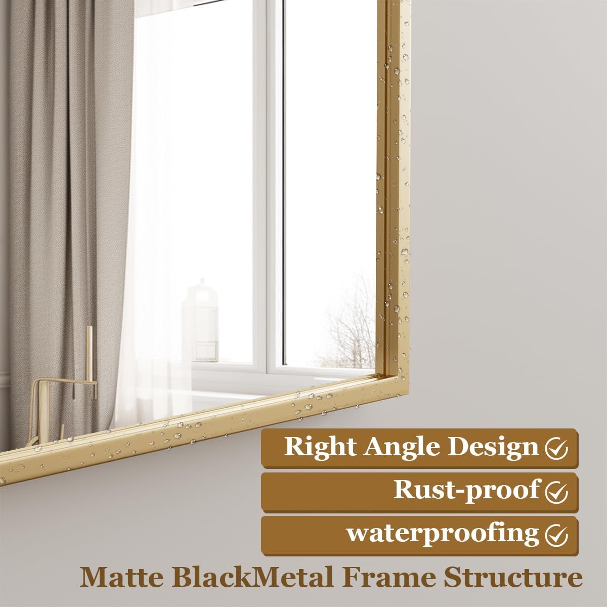 BEAUTYPEAK Gold Bathroom Wall Mirror - 30" x 40" Rectangular Mirror with Metal Frame, Hangs Horizontal or Vertical for Living Room Bedroom Bathroom Entryway