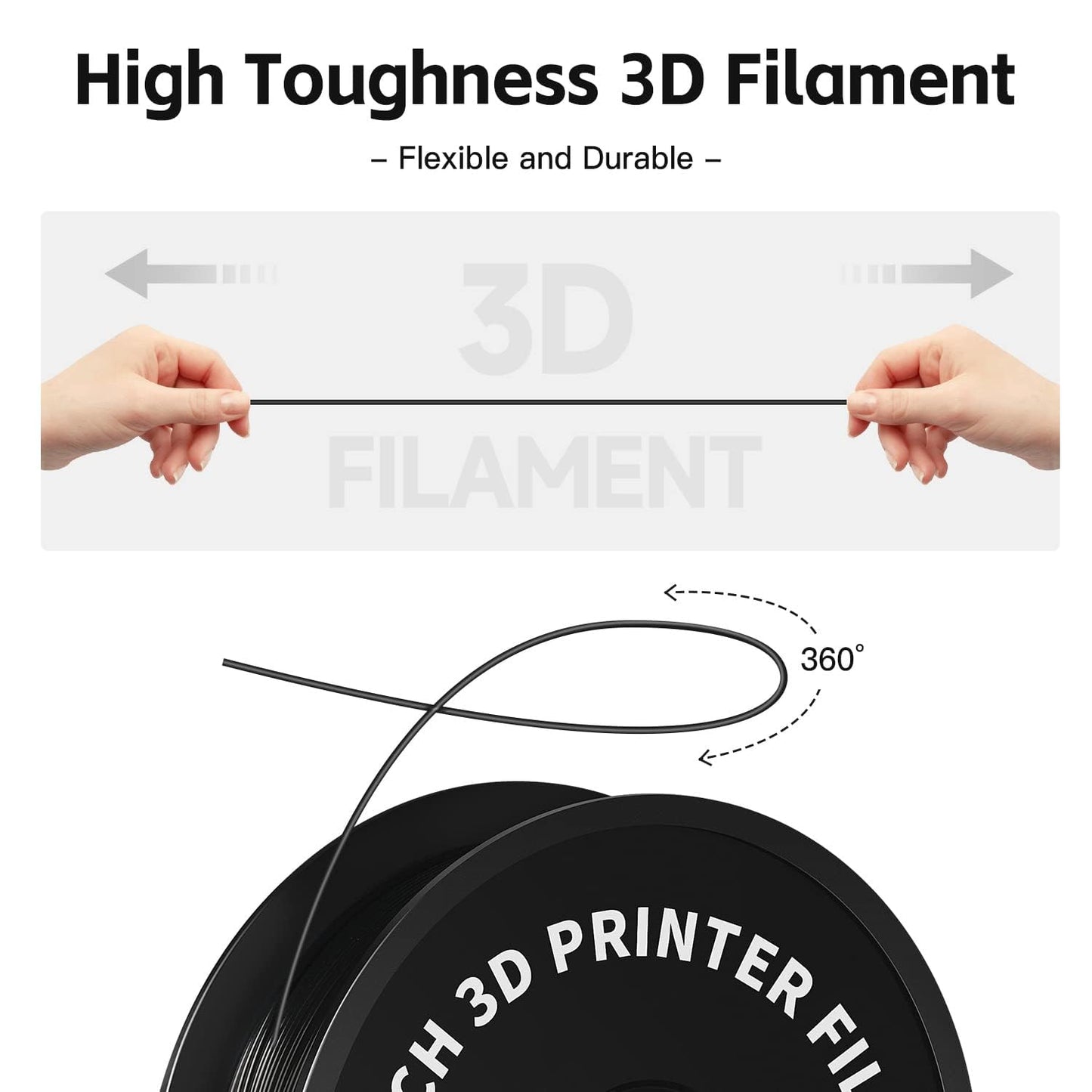 Geeetech 3D Printer Filament, PLA Filament 1.75mm Bundle 2kg for 3D Printer, Dimensional Accuracy +/- 0.02 mm (Black 2-Pack)