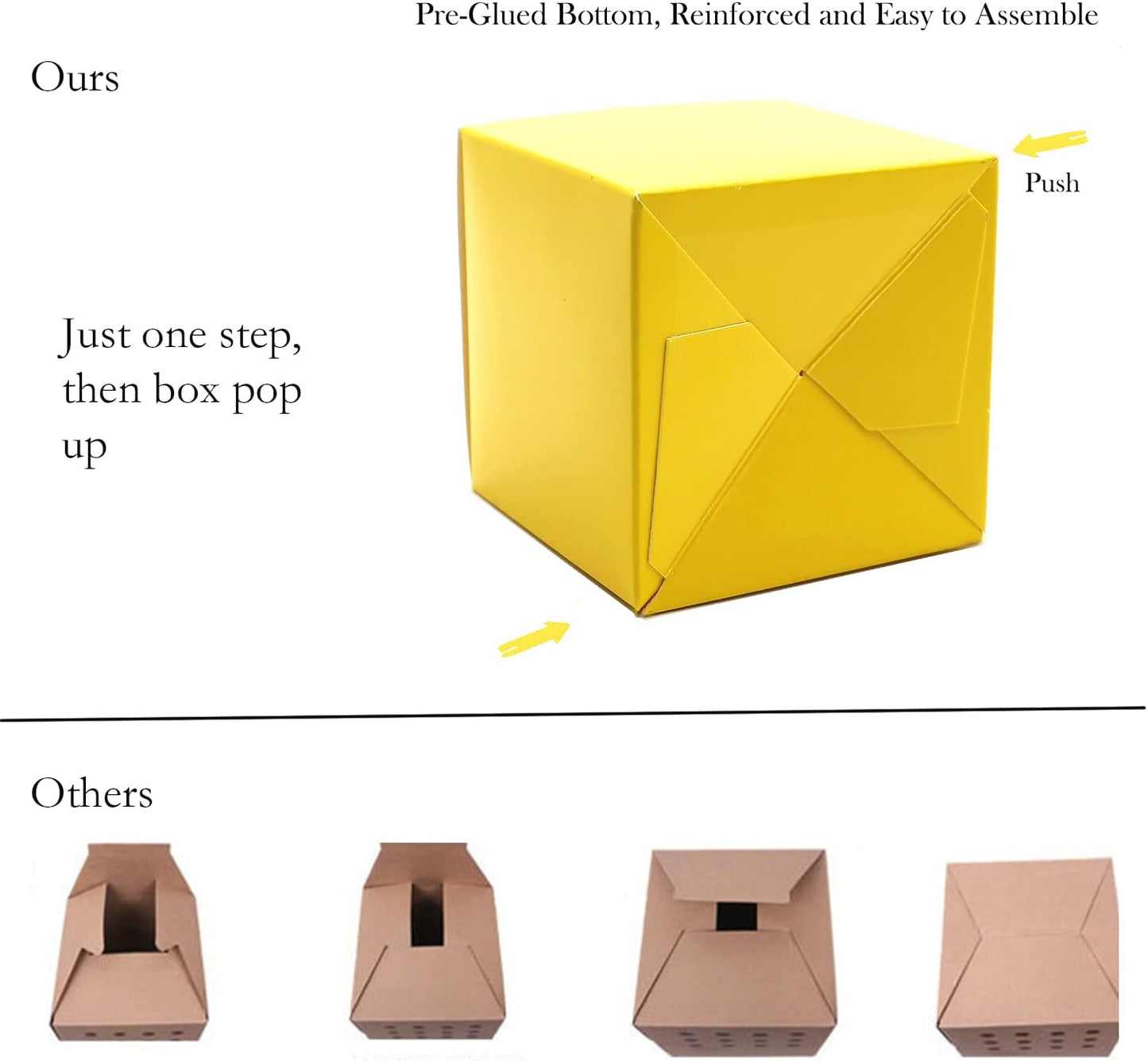 Oletx 25 Pcs Yellow Paper Gift Boxes, Small Candy Treat Boxes Bulk, 3x3x3 inch Gift Box with Lids for Party Favors, Birthday Gifts, Wedding Gifts