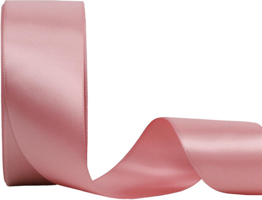 LaRibbons 1 1/2 Inch 25 Yard Double Faced Satin Ribbon,Dust Pink Satin Craft Fabric Ribbon for Gift Wrapping Floral Bouquets Wedding Party Decoration
