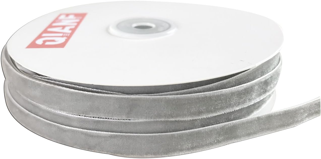 Vintage Silver Velvet Ribbon, 3/8 Inch X 25Yd