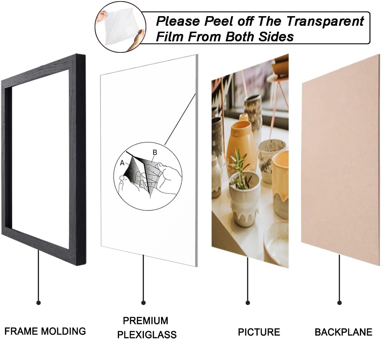 KTKDE A4 Picture Frame Black - 8.27x11.69 Inch Frame Set of 3, Poster Frames, Certificates Documents Frames,Modern Style Wood Composite Frame Wall Gallery Photo Frames Home Decor best gift