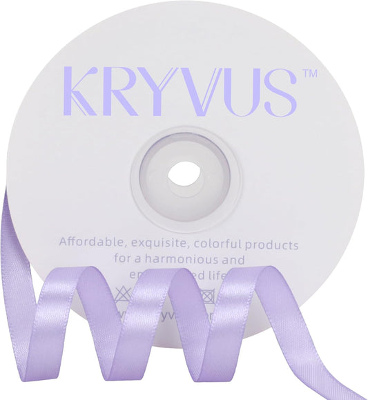 Lavender Satin Ribbon 3/8 inch X Continuous 50 Yards, Single Face Polyester Ribbon Perfect for Gift Wrapping, Flower Bouquet, Wedding Decor, Crafts, Bow Making, Sewing and More