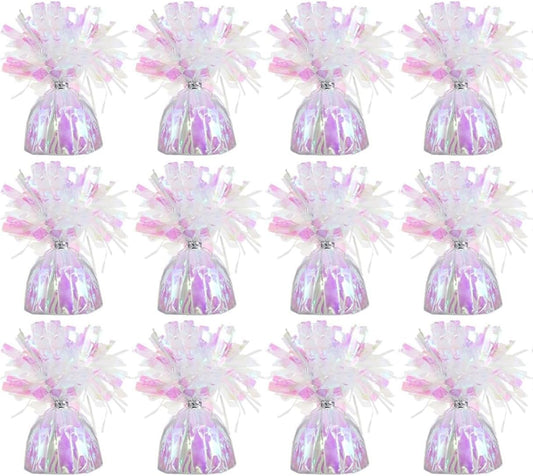 Metallic Balloon Weights, Birthday Party Favors, Novelty and Gag Gifts, 5.5" Inches, 12-Pack (Iridescent Pink)