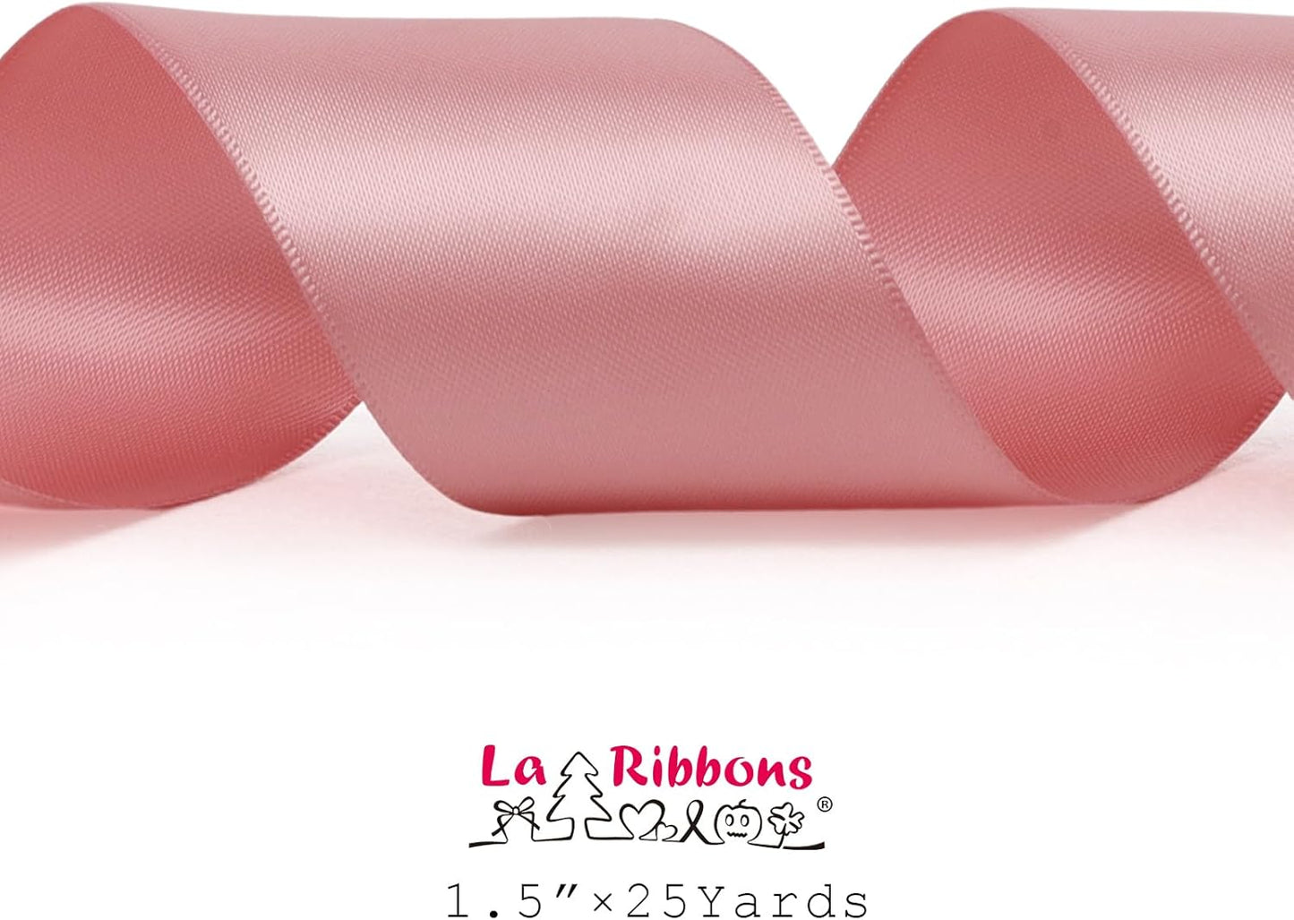 LaRibbons 1 1/2 Inch 25 Yard Double Faced Satin Ribbon,Dust Pink Satin Craft Fabric Ribbon for Gift Wrapping Floral Bouquets Wedding Party Decoration