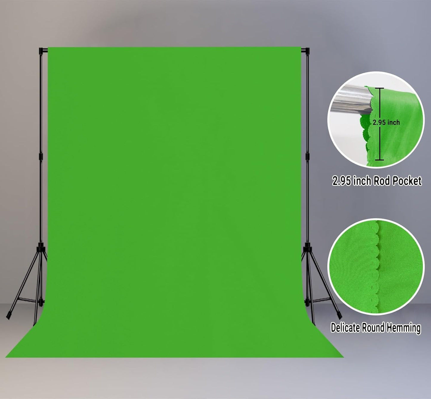 8x10FT Green High Density Fabric Screen Backdrop, Solid Color Photography Background for Video, Studio, Photo, Live, Editing