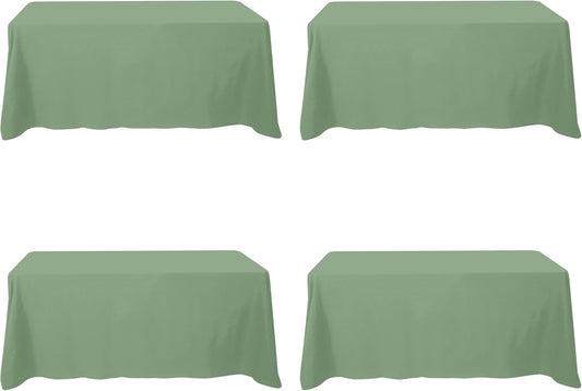 BRILLMAX 4 Pack Sage Green Tablecloths for 6 Foot Rectangle Tables 90 x 132 Inch - 6ft Rectangular Bulk Linen Polyester Fabric Washable Cloth Cover for Wedding Reception Banquet Birthday Party