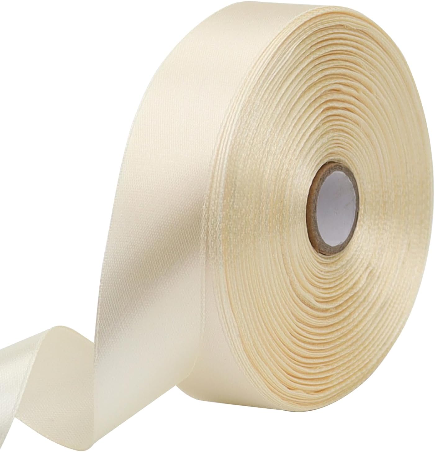 Rice White Solid Satin Ribbon 1 Inch 50 Yards Solid Polyester Fabric Ribbon for Gift Wrapping Wedding Christmas Baby Shower Birthday Party Decoration Handmade Immortal Flower Craft