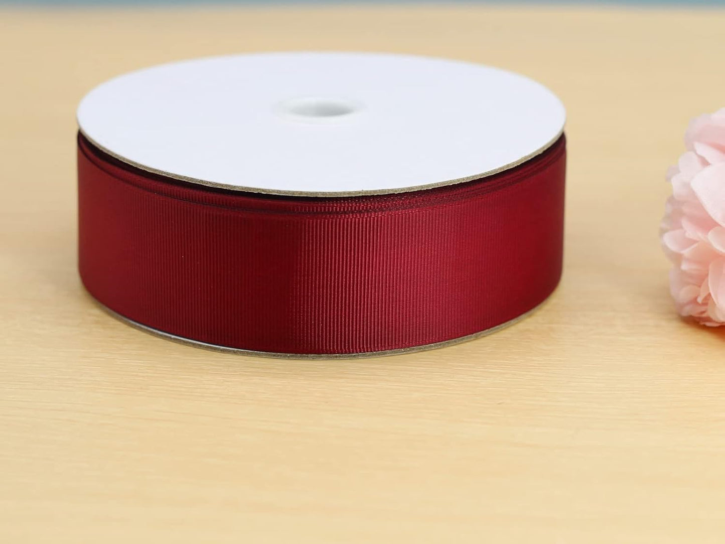Jesep One Roll 50 Yards Soild Grosgrain Ribbon Boutique Gift Wrapping Package Ribbon, DIY Crafts Bow Hair Headband Accessories Assorted Ribbon #790 (1 1/2" 38mm, Maroon)