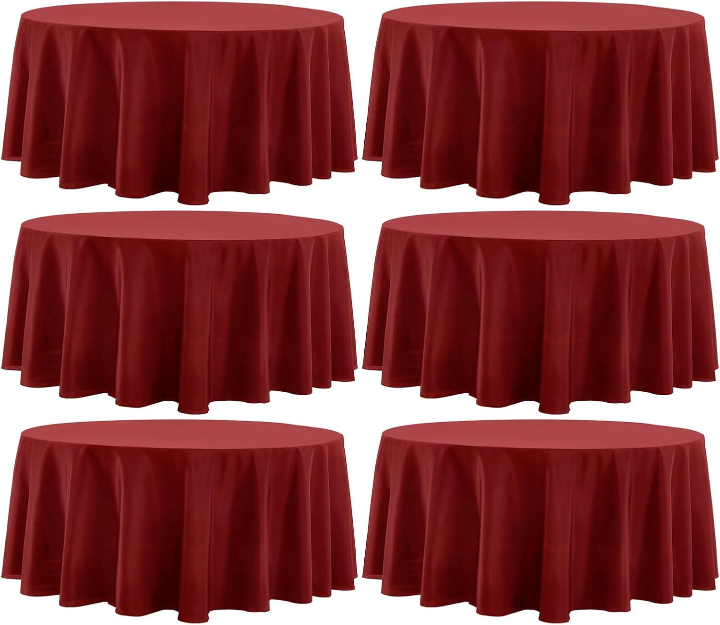Round Tablecloth 120 Inch Tablecloth 6 Pack Red Table Cloths Washable Decorative Linen Polyester TableClothes Cover for Dining Table Banquets Buffet Parties and Wedding