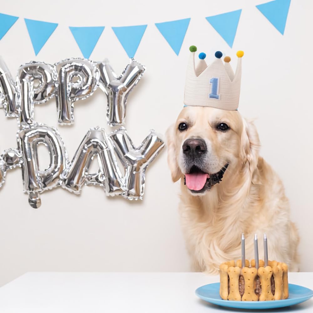 Muslin Crown Hat 1-3 Birthday For Baby Boy Girl Party Decoration Blue Pink Headband