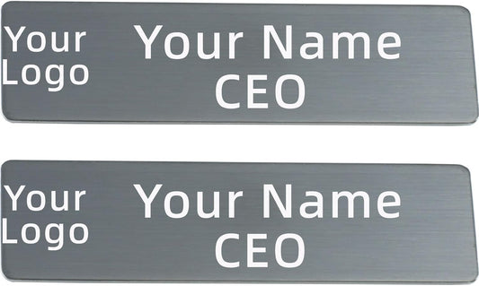 2pcs Stainless Steel Black Custom Name Tags with Pin or Magnet Adhesive Tape,Personalized Name Tags,Custom Metal Name Tag for Employee,Workers,Cops,Nurses,Doctors,Teachers(Black x 2)
