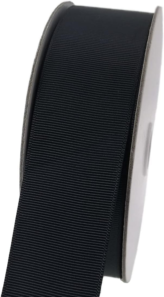 Jesep One Roll 50 Yards Soild Grosgrain Ribbon Boutique Gift Wrapping Package Ribbon, DIY Crafts Bow Hair Headband Accessories Assorted Ribbon#30 (1 1/2" 38mm, Black)