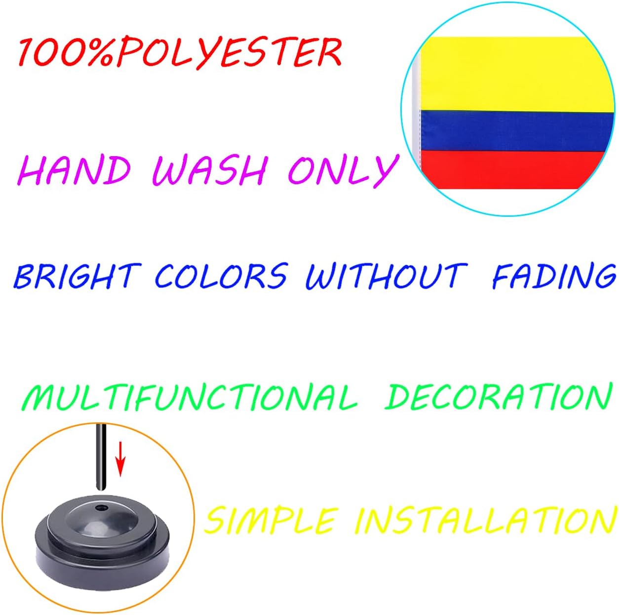 WXTWK 2 Pack Colombian Flag Colombian Deluxe Desk Flag Set - Mini Small Colombiana Table Office Flags with Black 12" Solid Pole Stand Base Classroom Meeting Desktop Decorations