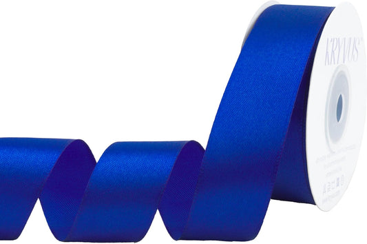 Dark Royal Blue Satin Ribbon 1 inch X Continuous 25 Yards, Single Face Polyester Ribbon Perfect for Gift Wrapping, Flower Bouquet, Wedding Decor, Crafts, Bow Making, Sewing and More