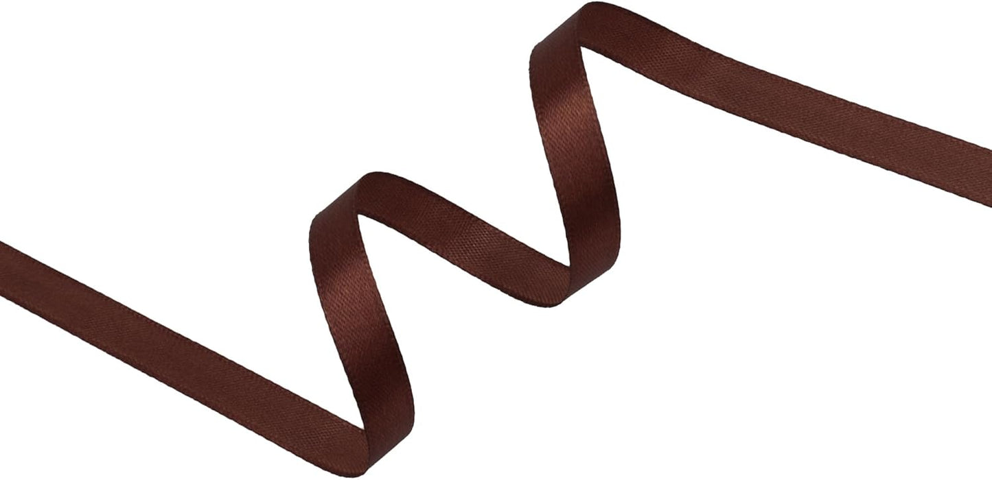 Dark Brown Satin Ribbon 3/8 inch X Continuous 25 Yards, Single Face Polyester Ribbon Perfect for Gift Wrapping, Flower Bouquet, Wedding Decor, Crafts, Bow Making, Sewing and More