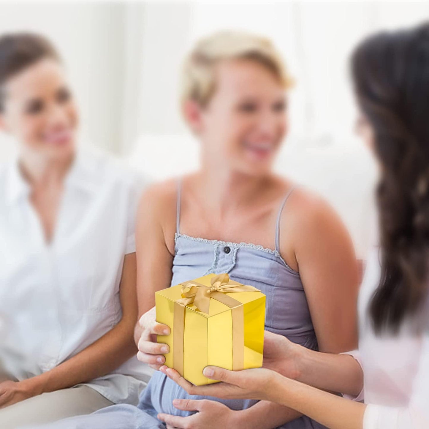 COTOPHER Small Gift Boxes 25 Pack 6x6x6 inches Gold Gift Boxes with Lids for Gifts, Crafting, Wedding Party Favor, Cupcake Boxes, Candy, Bridesmaids Proposal Box with Ribbons and Stickers